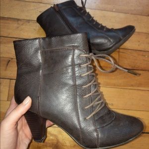 Brown lace up booties